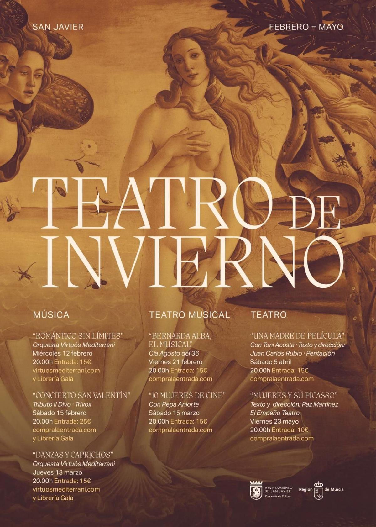 Cartel de la nueva programación del Teatro de Invierno.